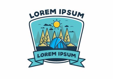 Kubbe çadırı düz çizim tasarımı ile eğlenceli kamp