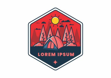 Kubbe çadırı düz çizim tasarımı ile eğlenceli kamp