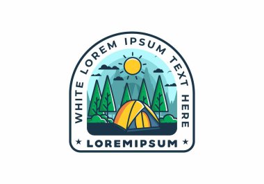 Kubbe çadırı düz çizim tasarımı ile eğlenceli kamp