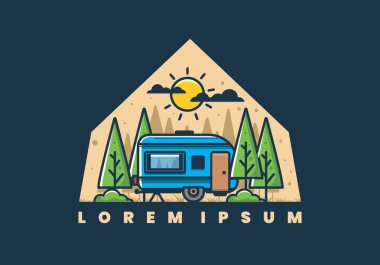 Cangıldaki Campervan düz çizim tasarımı