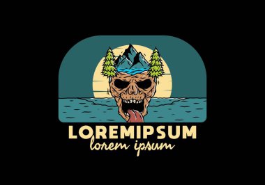 Vintage kafatası doğa çizim tasarımı başkanı