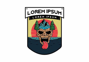 Vintage kafatası doğa çizim tasarımı başkanı