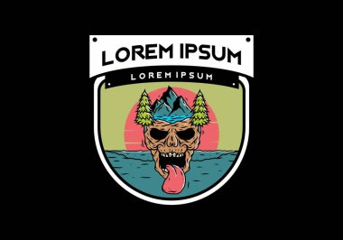 Vintage kafatası doğa çizim tasarımı başkanı