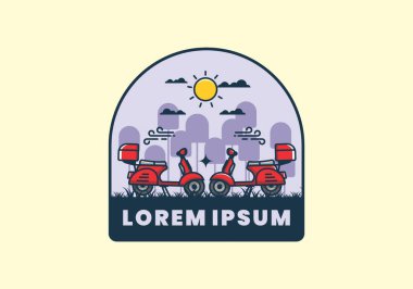 Bir çift mobilet düz çizim tasarımı