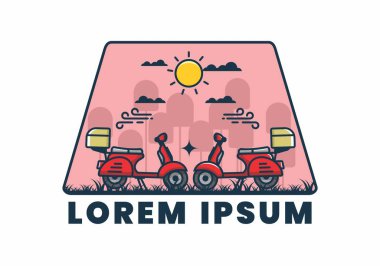 Bir çift mobilet düz çizim tasarımı