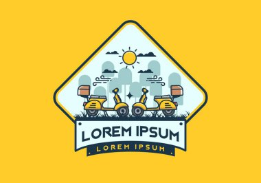 Bir çift mobilet düz çizim tasarımı