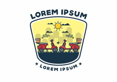 Bir çift mobilet düz çizim tasarımı