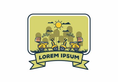 Bir çift mobilet düz çizim tasarımı