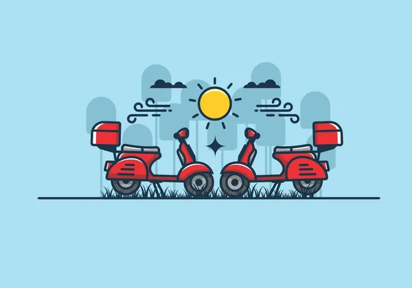 Par Diseño Ilustración Plana Scooter — Vector de stock