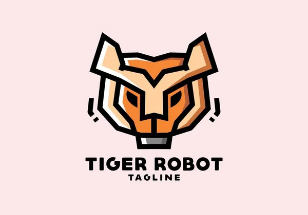 Stile Arte Rigida Progettazione Robot Tigre — Vettoriale Stock