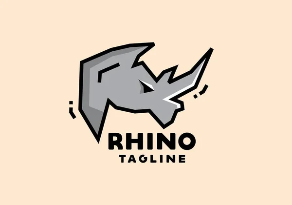 Stile Arte Rigida Disegno Testa Rinoceronte — Vettoriale Stock