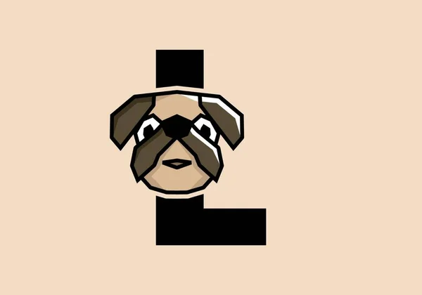 Αρχικό Γράμμα Χαριτωμένο Σκυλάκι Σχεδιασμό Κεφάλι — Διανυσματικό Αρχείο