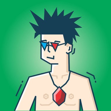 Sert sanat stili tasarımı ile kare yüz Karakteri