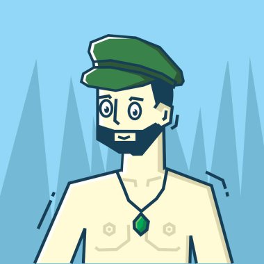 Sert sanat stili tasarımı ile kare yüz Karakteri