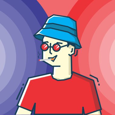 Sert sanat stili tasarımı ile kare yüz Karakteri