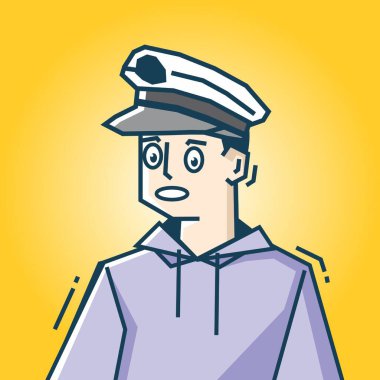 Sert sanat stili tasarımı ile kare yüz Karakteri