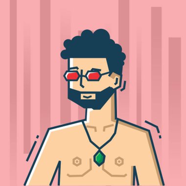 Sert sanat stili tasarımı ile kare yüz Karakteri