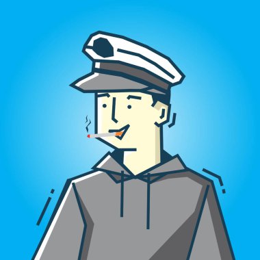 Sert sanat stili tasarımı ile kare yüz Karakteri