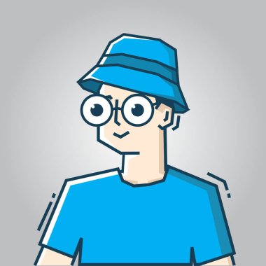 Sert sanat stili tasarımı ile kare yüz Karakteri