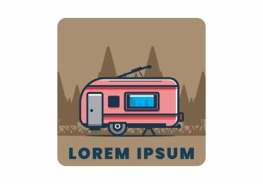 Minibüs düz çizim tasarımı ile kamp yapmak