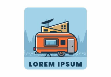 Minibüs düz çizim tasarımı ile kamp yapmak