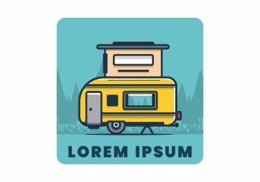 Minibüs düz çizim tasarımı ile kamp yapmak