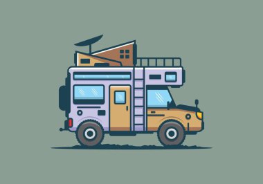 Güçlü büyük karavan kamp çizimi tasarımı