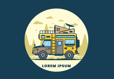 Güçlü büyük karavan kamp çizimi tasarımı