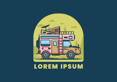 Güçlü büyük karavan kamp çizimi tasarımı