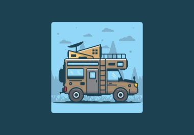 Güçlü büyük karavan kamp çizimi tasarımı