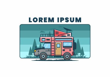 Güçlü büyük karavan kamp çizimi tasarımı