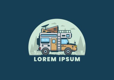 Güçlü büyük karavan kamp çizimi tasarımı