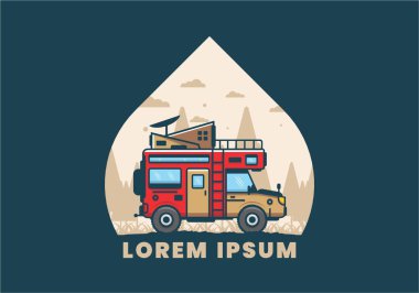 Güçlü büyük karavan kamp çizimi tasarımı