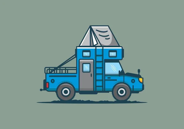 Kleurrijke Camping Truck Platte Illustratie Ontwerp — Stockvector