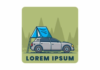 Otomobil düz çizim tasarımı ile kamp yapmak
