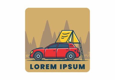 Otomobil düz çizim tasarımı ile kamp yapmak