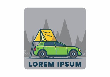 Otomobil düz çizim tasarımı ile kamp yapmak