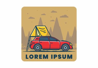 Otomobil düz çizim tasarımı ile kamp yapmak