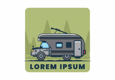 Renkli karavan düz çizim tasarımı