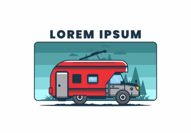 Renkli karavan düz çizim tasarımı