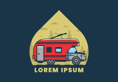 Renkli karavan düz çizim tasarımı