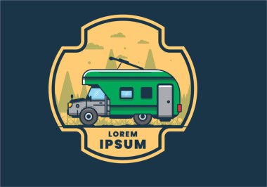 Renkli karavan düz çizim tasarımı