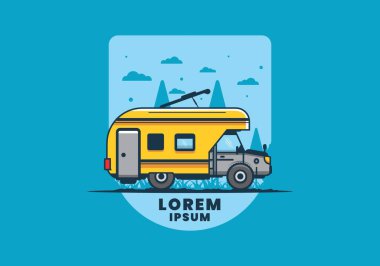 Renkli karavan düz çizim tasarımı