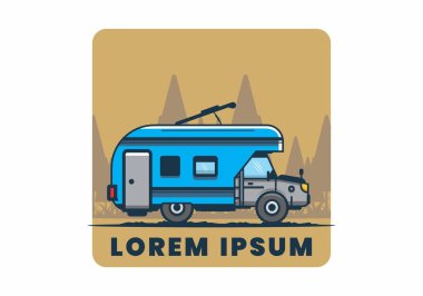 Renkli karavan düz çizim tasarımı