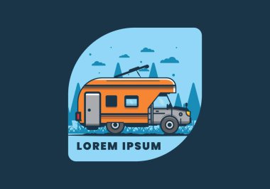 Renkli karavan düz çizim tasarımı