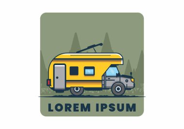 Renkli karavan düz çizim tasarımı