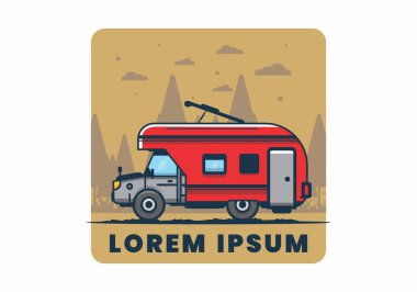 Renkli karavan düz çizim tasarımı