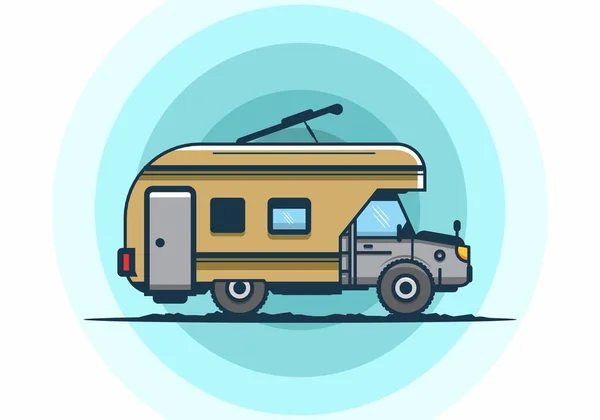 Bunte Wohnmobil Lkw Flache Illustration Design — Stockvektor