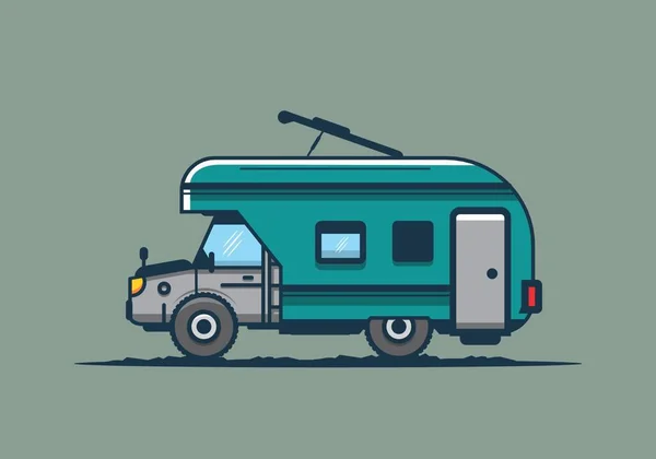 Bunte Wohnmobil Lkw Flache Illustration Design — Stockvektor