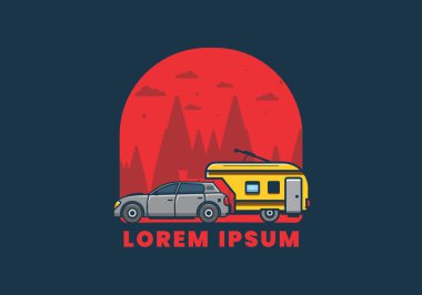 Ek çekiş kutusu çizimi olan araba